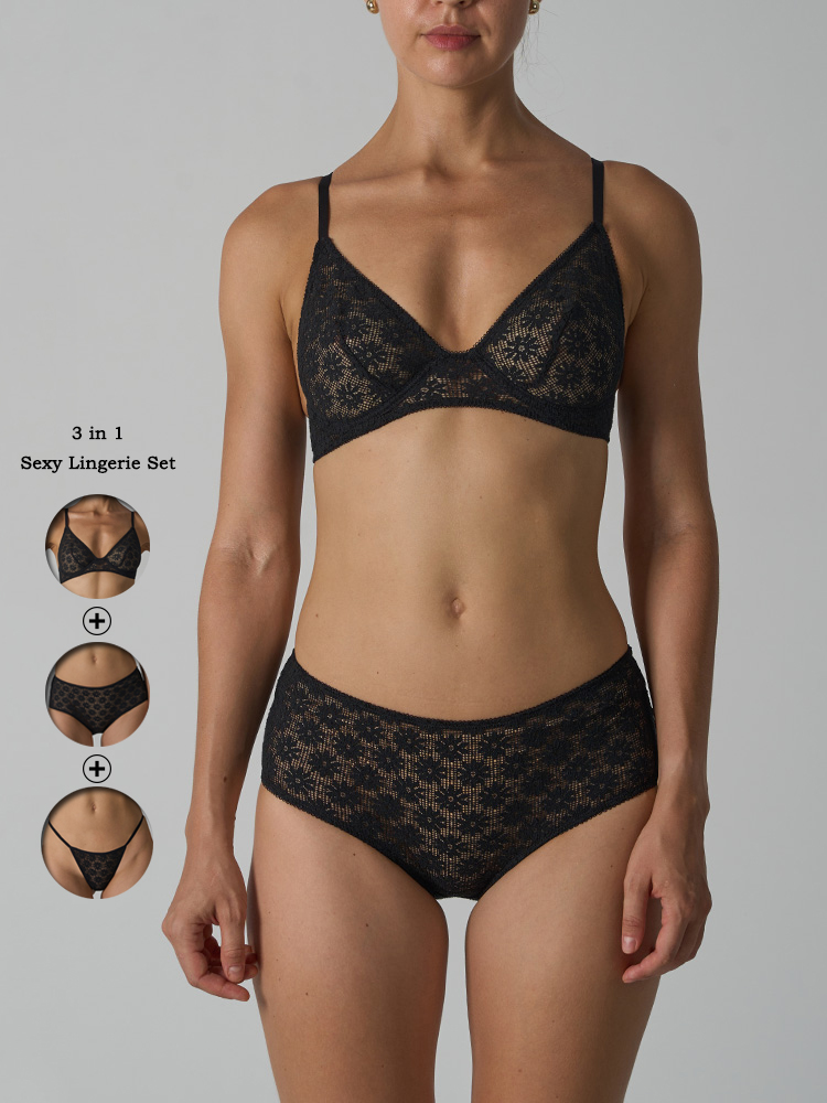 Sheer Bra Lace - VITALINOVO Conjunto de Lencería de Encaje
